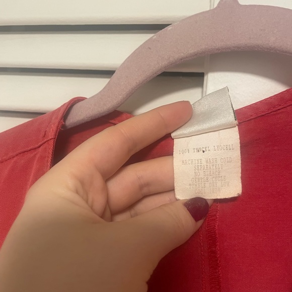 Vintage Norm Thompson strawberry-coloured tencel shrug-style overshirt, S/M - Picture 6 of 6